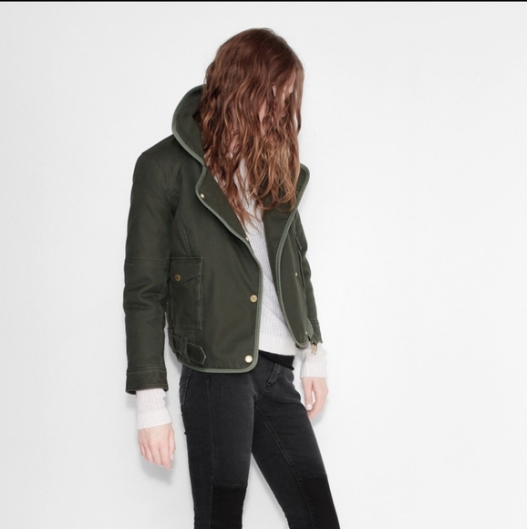 NEW Zadig & Voltaire Olive Green Kawa Parka Jacket SMALL - Picture 2 of 8